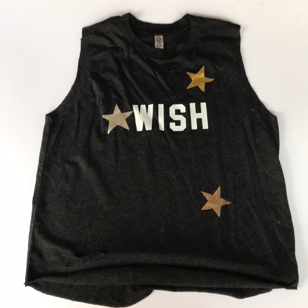 ⭐️NWOT “WISH” girls distressed tank⭐️